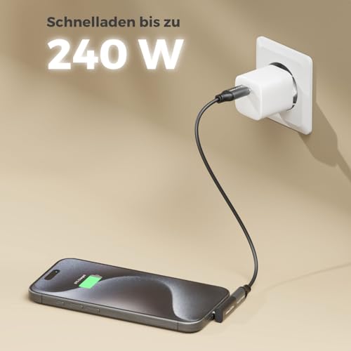 deleyCON USB-C Winkeladapter 90 Grad, 40Gbps, 240W, USB 4.0, Typ C, 2 Stück | 8K60Hz, Aluminium Gehäuse, Typ C Stecker auf Buchse, für Smartphone, Tablet, Laptop, Notebook, MacBook, PS5 usw.