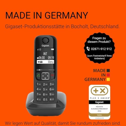 Gigaset AS690A Quattro Vier DECT-Telefone mit Anrufbeantworter, Schwarz