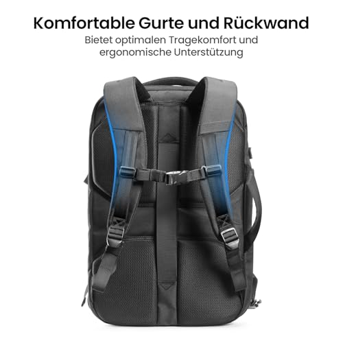 tomtoc 40L Reiserucksack TSA Freundlich Handgepäck Rucksack Travel Backpack | Groß Rucksack für 15,6-17 Zoll Laptop, Flug Genehmigt Bordgepäck Spritzwassergeschützt Kabinenrucksack für Reise Weekender