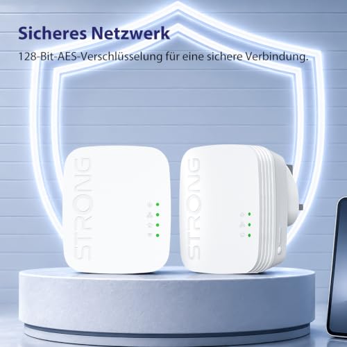 STRONG AV600 Powerline WLAN Kit, WiFi 300 Mbit/s, 2 Ethernet LAN-Ports
