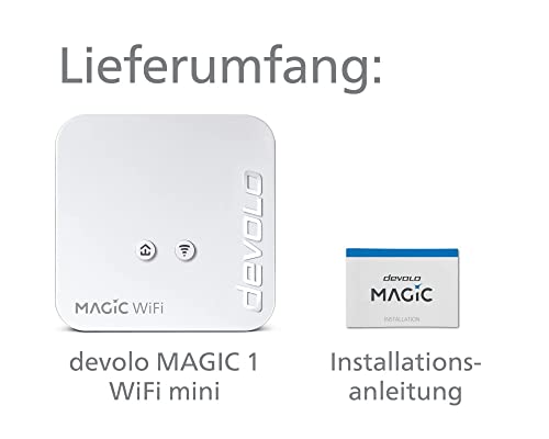 devolo Magic 1 WiFi mini Erweiterungsadapter, WLAN Powerline Adapter, bis zu 1.200 Mbit/s, WLAN Verstärker, 1x LAN Anschluss, dLAN 2.0, weiß