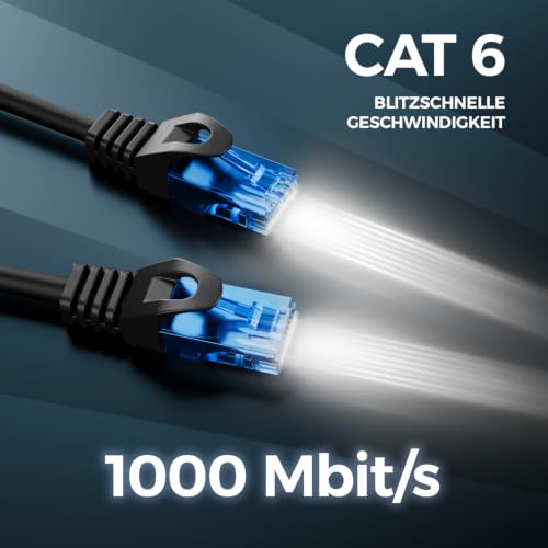 deleyCON 3,0m CAT.6 Ethernet Gigabit LAN Netzwerkkabel RJ45 CAT6 - Schwarz