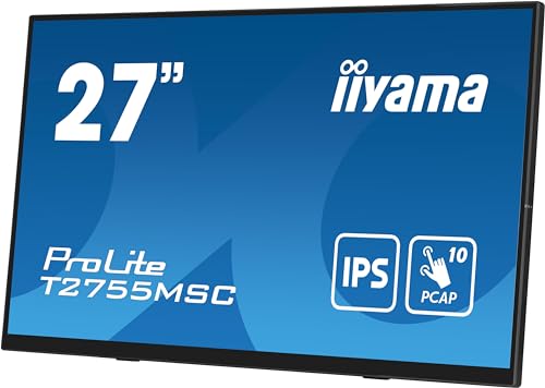 iiyama Prolite T2755MSC-B1 Full-HD IPS PCAP Touchscreen-Monitor | 68,6 cm, 27", 10 Punkt Multitouch, kapazitiv, HDMI, DP, Audio-out, USB3.2, Lautsprecher, 7H, Anti-Fingerprint, VESA, schwarz