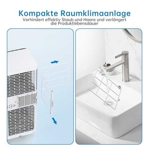 Garvee Mobile Klimaanlage 9000 BTU, klimaanlage mobil leise 64dB, 3-in-1 Klimaanlage mit MobilKühlen+Entfeuchten+Lüften, Fenster-Kit, 24h Timer+Fernbedienung, bis 35 m²