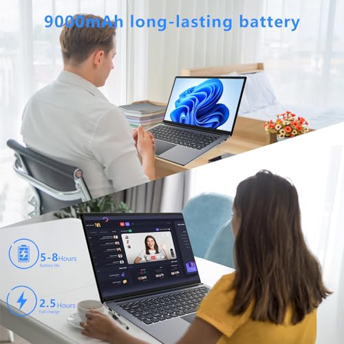 16-Zoll-Laptop,8GB DDR RAM, 256GB SSD tragbarer Laptop,erweiterbar auf 1 TB,AMD A9-9400 Radeon R5 Prozessor bis zu 3,2 GHz,9000-mAh-Akku,USB-3.0-Schnittstelle,Dual-Band-WLAN, Webcam, schlankes Laptops