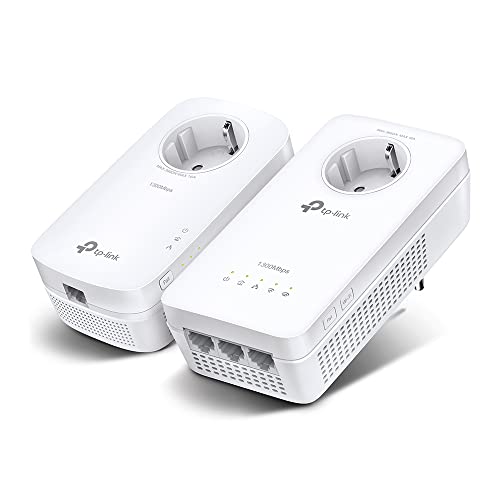 TP-Link WLAN Powerline Adapter Set TL-WPA8631P KIT(Dualband WLAN 1200Mbit/s, AV1300 Powerline, Steckdose, Wifi Clone, MU-MIMO, 4 Gigabit Ports, Plug&Play, ideal für HD-Streaming)