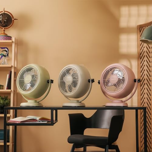 Cecotec Tischventilator EnergySilence 800 RetroDesk Beige, 20 W | 20 cm Durchmesser, 3 Aerodynamikflügel, neigbar, 2 Geschwindigkeiten, Retro-Design