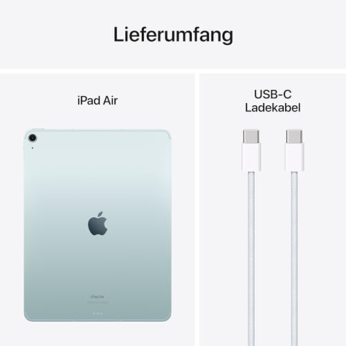 Apple 13" iPad Air (M2): Liquid Retina Display, 1 TB, 12 MP Querformat Frontkamera/12 MP Rückkamera, WLAN 6E und 5G Mobilfunk mit eSIM, Touch ID, Batterie für den ganzen Tag – Blau