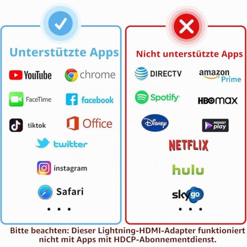 Lightning HDMI Adapter,【Apple MFI Zertifiziert】 Lightning auf HDMI, i-Phone H-DMI Adapter, A-dapter L-ightning auf H-DMI