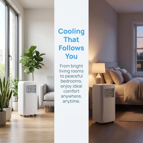 Tragbare Klimaanlage 10000 BTU Selbstverdampfende Kühlgerät mit Luftentfeuchter, Oszillierender Ventilator und Fernbedienung für Zuhause, Büro, Schlafzimmer