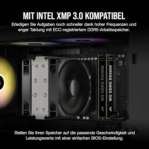 CORSAIR WS DDR5 ECC RDIMM 64GB (4x16GB) 5600MHz CL40 AMD Expo Intel XMP 3.0 Workstation-Speicher - Schwarz (CMA64GX5M4B5600Z40)