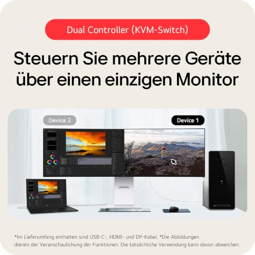 LG UltraWide 49U950A-W.AEU (49 Zoll) 32:9 Curved DQHD Nano IPS Monitor, 144Hz, AMD FreeSync™ Premium, DisplayHDR™ 400, USB-C (90W), Weiß