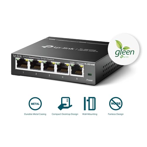 TP-Link TL-SG105E 5-Ports Gigabit Easy Smart Managed Netzwerk Switch(Plug-and-Play,Metallgehäuse, QoS, IGMP-Snooping,LAN Verteiler, zentrales Management, energieeffizient)