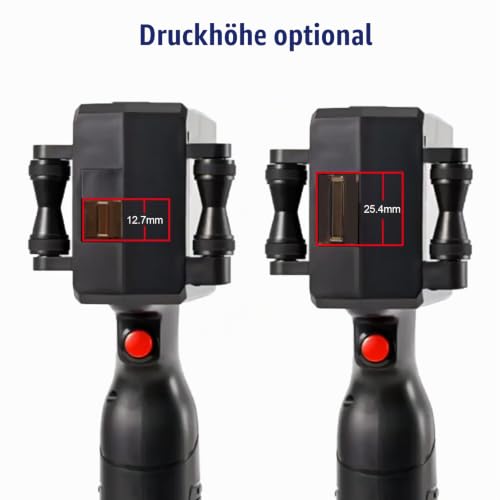 Eurannit Tragbarer Handdrucker E15-1,25.4mm Hand Tintenstrahldrucker mit 1" ER521 Schnell Trocknende Tinte für Text Barcode Datum Logo Chargennummer Druck auf Karton Stoff Holz Kunststoff Metall Glas