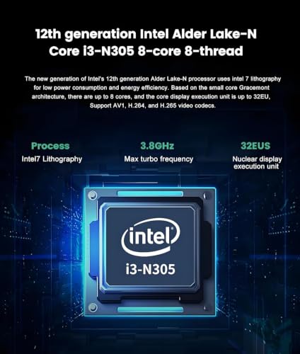 Lenovo 61cm A100 All-in-One Desktop Computer, 8-Core Intel Core i3-N305 CPU | 16 GB RAM, 512 GB SSD, Wi-Fi 6, HDMI, kabelgebundene Tastatur und Maus, Windows 11 Pro