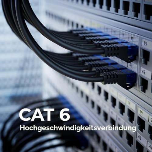 deleyCON 2m CAT6 Netzwerkkabel Set U-UTP RJ45, 5 Stück - Schwarz | CAT-6 LAN Kabel, Patchkabel, Ethernetkabel für DSL, Switch, Router, Modem, Repeater und Patchpanel
