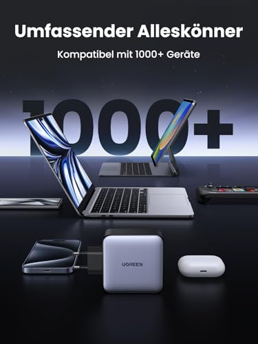 UGREEN Nexode USB C Ladegerät 100W, 5-Port, Mehrfach Schnellladegerät | GaN Netzteil, Laptop Charger, leistungsstark & kompakt, für MacBook Pro/Air, HP Laptop, iPad Serien, iPhone 17, Galaxy S25