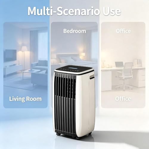 14000 BTU Mobile Klimaanlage für Raumkühlung, 220-240V 50Hz Standgerät mit leisem Kompressor, Fensterabdichtung & Abluftschlauch, Rollen, kompakt, C+hot & Cold 12000 Btu, C+Hot & Cold 12000 BTU