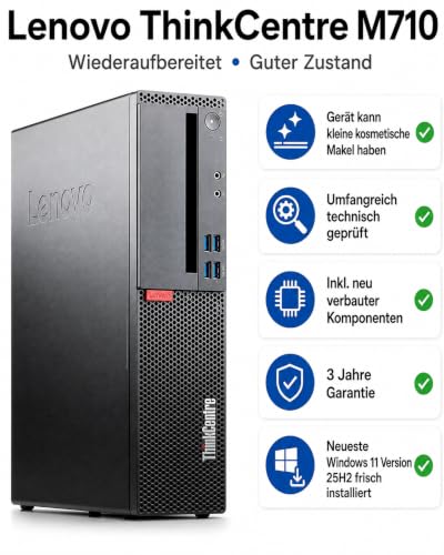 Lenovo ThinkCentre - Schneller PC mit Intel Core i7 6700 - Silent Computer für Büro & Home Office mit 4.00 GHZ - 32 GB - 1000 GB SSD - USB3.0 - WLAN - inkl Windows 11 Pro und Office 2010#7715