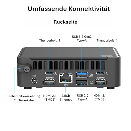 ASUS NUC 15 Pro Tall Kit RNUC15CRHI300002, Barebone ohne Festplatte | Intel Core i3 Prozessor, Arc Grafik, WiFi 7, Bluetooth 5.4, ohne Betriebssystem, mit EU-Netzkabel