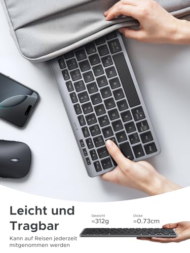 UGREEN Bluetooth Tastatur Kabellos Mini Tastatur (BT5.3+2.4G)