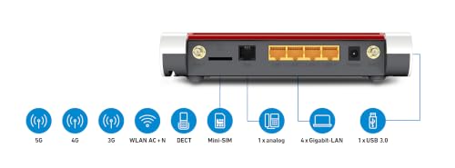 FRITZ!Box 6850 5G | 5G-Mobilfunk-Router | Wi-Fi 5 bis zu 1,2 GBit/s | Dualband WLAN (2,4/5 GHz), Internet per SIM-Karte, Zentrale für Telefonie & Smart Home, WLAN Mesh, Made in Europe