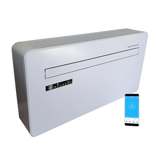 AirExchange - Wand-Monoblock-Klimaanlage-Wärmepumpe-INVERTER, 4-in-1 Klimaanlage ohne Außengerät, Heizen, Kühlen, Entfeuchten, Reinigen, 12.000 BTU, bis 80 m², R290, WEIß