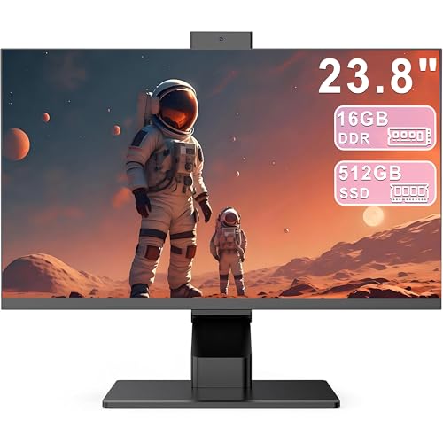 All-in-One-PC 23,8 Zoll (63,8 cm) Touchscreen, Core i7 (bis zu 3,0 GHz), 16 GB RAM, 512 GB SSD, Pop-up-Webcam, WiFi6 Dual-Band, Bluetooth 5.3, Maus und kabelgebundene Tastatur – ideal für Telearbeit