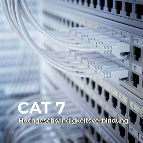 deleyCON 0,5m Flaches CAT7 Netzwerkkabel 10 Gbit/s, 5 Stück - Weiß