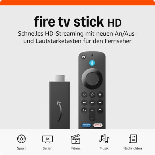 Amazon Fire TV Stick HD, Free- und Live-TV, Alexa-Sprachfernbedienung, Smart-Home-Steuerung, HD-Streaming