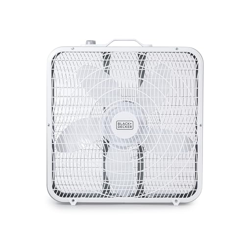 BLACK+DECKER Kastenventilator mit 3 Geschwindigkeitsstufen, 50,8 cm Boxventilator mit Tragegriff, Drehknopf und versenkter Kabelaufbewahrung, tragbarer Ventilator und Kühlventilator für Zuhause, Büro,