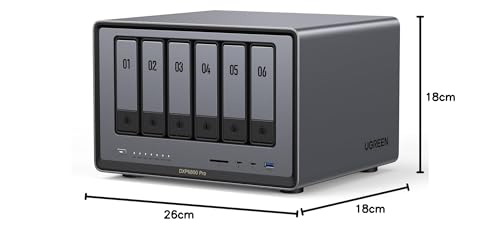 UGREEN NASync DXP6800 Pro 6 Bay NAS für Teams und Unternehmen (ohne HDD) | Intel Core i5-1235U, Dual 10GbE, 8GB DDR5 bis 64GB, Eingebaute 128GB SSD, 2×M.2 NVMe Slot, 2x Thunderbolt 4, 8K HDMI