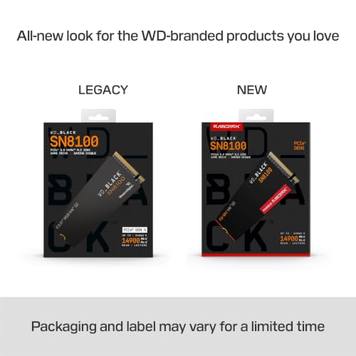 WD_Black SN8100 2 TB PCIe 5.0x4 NVMe M.2 SSD (Lesegeschwindigkeiten von bis zu 14.900 MB/s, Schreibgeschwindigkeiten von bis zu 14.000 MB/s, TLC 3D CBA NAND) - Powered BY SANDISK