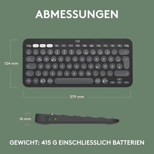 Logitech Pebble Keys 2 K380s, kabellose Multi-Device Bluetooth-Tastatur