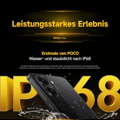XIAOMI Poco X7 Pro Smartphone, 12+512GB, 6000mAh Akku, 50MP Kamera, Schwarz | 50MP Hauptkamera mit OIS, 90W HyperCharge, IP68, KI-Funktionen (Ladegerät nicht enthalten)