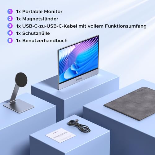 UGREEN 2,5K Portable Monitor 16 Zoll, Tragbarer Monitor IPS 2560×1600@165Hz
