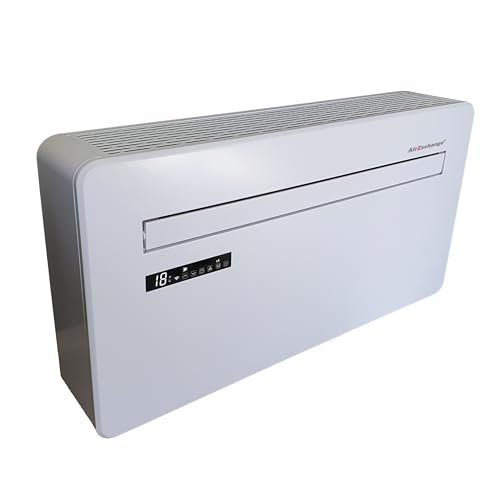 AirExchange - Wand-Monoblock-Klimaanlage-Wärmepumpe-INVERTER, 4-in-1 Klimaanlage ohne Außengerät, Heizen, Kühlen, Entfeuchten, Reinigen, 12.000 BTU, bis 80 m², R290, WEIß