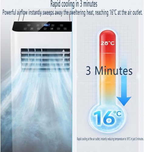 Tragbare Klimaanlage 7000 BTU, schnelle Kühlung für Räume bis zu 300 m², leiser 30dB Schlafmodus, Luftentfeuchter, 24H Timer, Lüftermodus für Zuhause und Büro