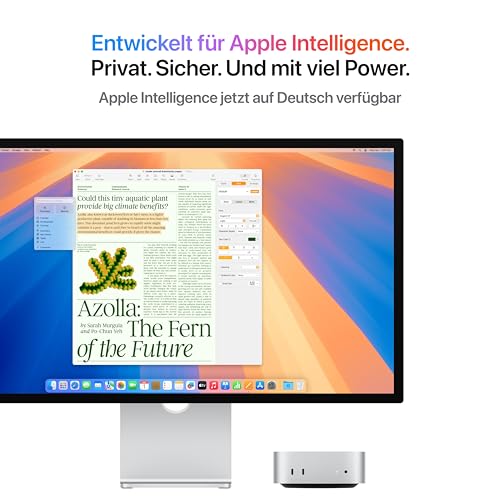 Apple Mac mini Desktop-Computer mit M4 Chip mit 10 Core CPU und 10 Core GPU: 16 GB gemeinsamer Arbeitsspeicher, 256 GB SSD Speicher, Gigabit Ethernet. Funktioniert mit iPhone/iPad