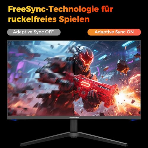LC-POWER QHD Gaming Monitor 27 Zoll, Fast IPS-Panel, 2560x1440, 180Hz, 1ms, 99% sRGB Colour Gamut, Adaptive Sync, Höhenverstellbarer Standfuß, Pivot-Funktion, DisplayPort 1.4, HDMI 2.0, LC-M27-QHD-180