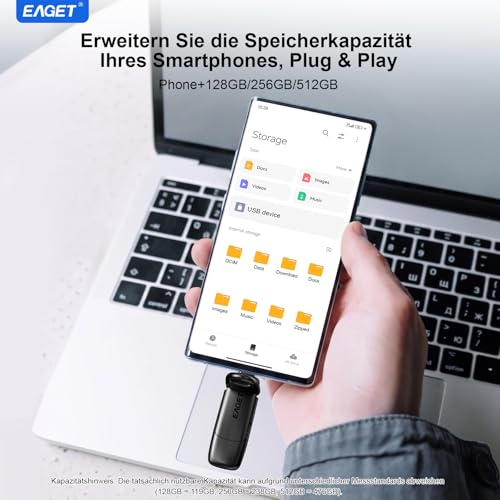 512GB USB C Stick, Bis zu 400 MB/s Lesen & 360 MB/s Schreiben, Dual Drive Typ-C & USB-A, USB 3.2 Speicherstick,Metallgehäuse, USB Flash Drive für iPhone 15/16/17,Android-Handy,Tablet, Laptop,Mac,PC