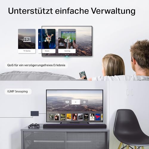TP-Link TL-SG105E 5-Ports Gigabit Easy Smart Managed Netzwerk Switch(Plug-and-Play,Metallgehäuse, QoS, IGMP-Snooping,LAN Verteiler, zentrales Management, energieeffizient)