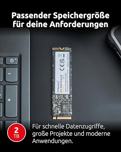 Intenso MI500 2TB M.2 SSD PCIe 4.0 NVMe 1.4 Interne Festplatte | Bis zu 5300 MB/s Lesen und 4500 MB/s Schreiben, 3D NAND Flash, Ideal für PS5, Gaming PC, Workstation und Laptop