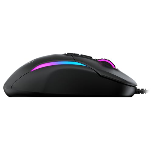 Turtle Beach Kone II ergonomische RGB-PC-Gaming-Maus mit Kabel | Ash Black, 26K-DPI-Sensor, optische Schalter, 23 belegbare Eingaben, ergonomisch, 4D Scroll Wheel, Gleiter aus reinem PTFE