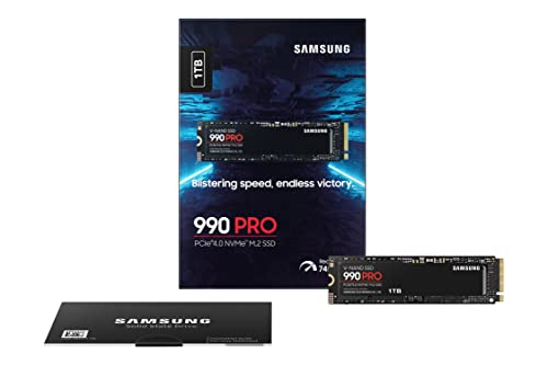 Samsung 990 PRO NVMe M.2 SSD , 1 TB, PCIe 4.0, 7.450 MB/s Lesen, 6.900 MB/s Schreiben, Interne SSD für Gaming und Videobearbeitung, Schwarz, MZ-V9P1T0BW