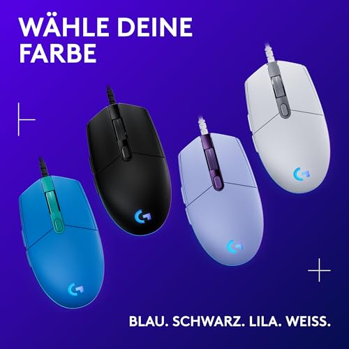 Logitech G203 Gaming-Maus mit anpassbarer LIGHTSYNC RGB-Beleuchtung | 6 programmierbare Tasten, spieletauglicher Sensor, Abtastung mit 8.000 DPI, Geringes Gewicht - Weiß