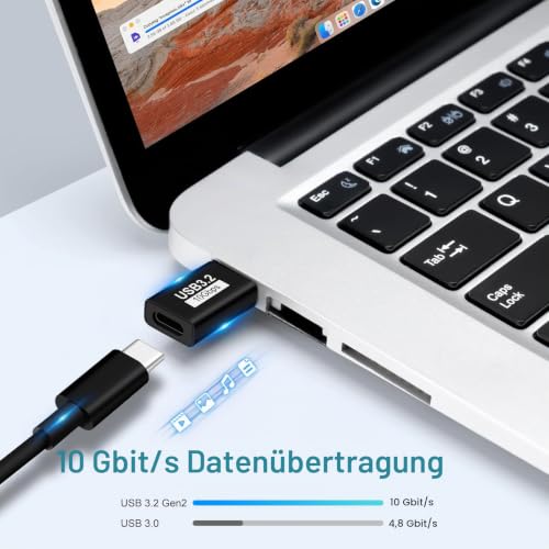 BORLTER CLAMP USB auf USB C/Type-C auf Type A Adapter 3.2 Gen2 Stecker auf Buchse Adapter 2 Pack Kompatibel mit MacBook Pro, Galaxy, Laptop und Anderen Typ-C-Geräten