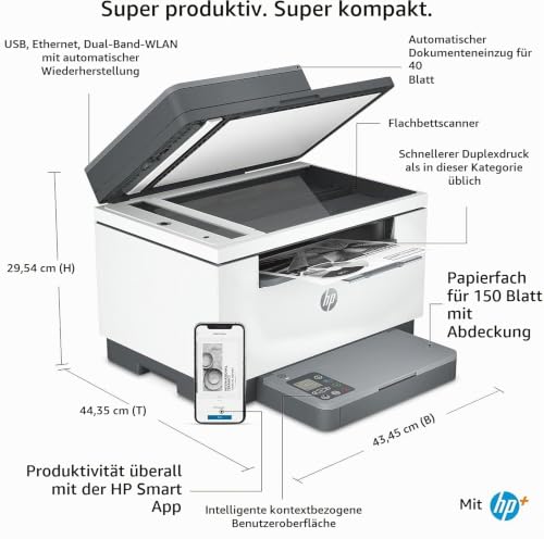 HP Laserjet MFP M234SDNE 1200DPI 29PPM Duplex ADF E, Grau / Weiß
