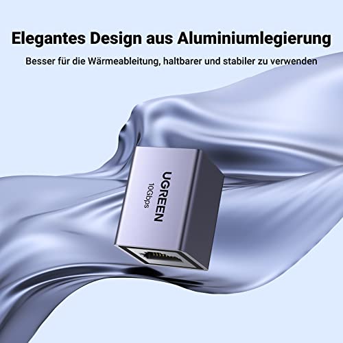 UGREEN LAN Kabel Verlängerung RJ45 Kupplung 10G LAN Verbinder（1 Stück） | 10Gbps Datenübertragung mit Aluminiumgehäuse. Geschirmte LAN Kabel Kupplung für Netzwerkkabel Cat7/Cat6/Cat5
