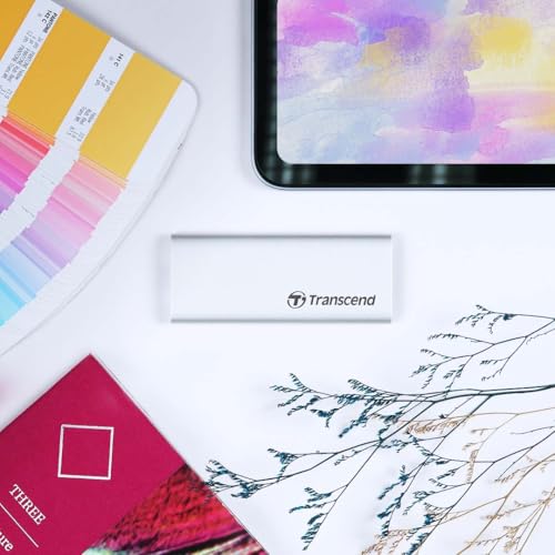 Transcend 500GB ESD260C Portable SSD, 520 MB/s, Aluminium, USB-C, Silber | Schlankes, externes SSD-Laufwerk im Taschenformat mit USB 3.2 Gen 2 für MacBook, iPad und Mac